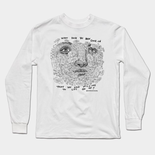 Stuck On Long Sleeve T-Shirt by New Face Every Day